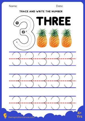 Trace and write the number 3