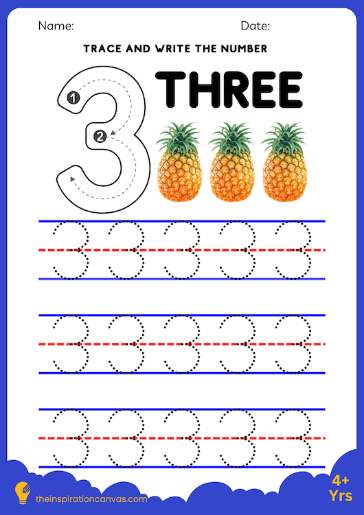 Trace and write the number 3