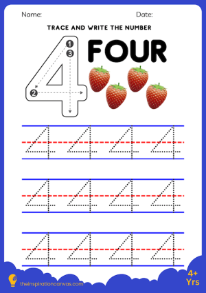 Trace and write the number 4