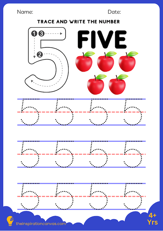 Trace and write the number 5