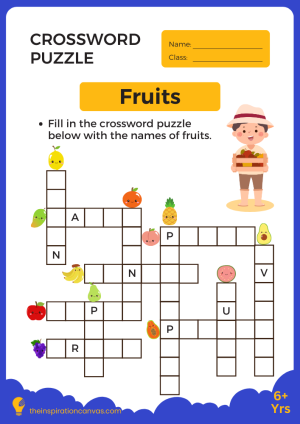 Fruit Crossword Puzzle for Kids with Pictures